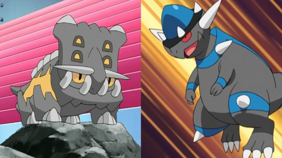 Bastiodon and Rampardos in the Pokemon anime