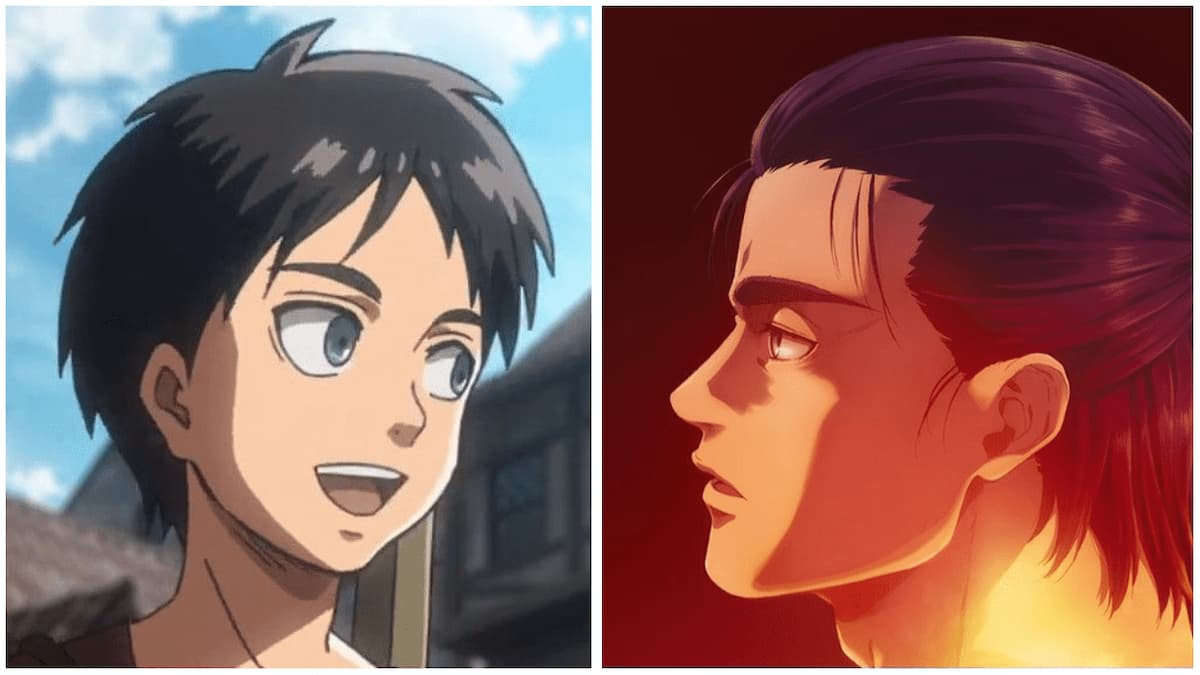 Eren young and older in Attack on Titan