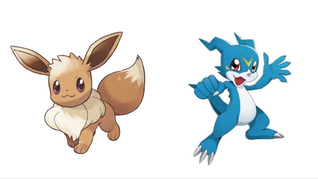 Eevee from Pokemon and Veemon from Digimon