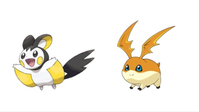 Emolga from Pokemon and Patamon from Digimon