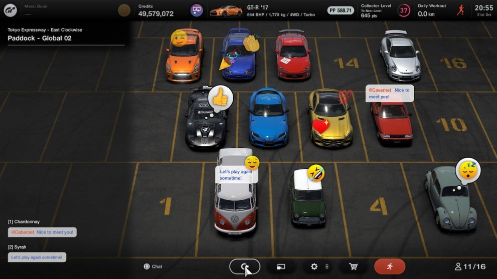 parking lot mode to show online players cars and meet