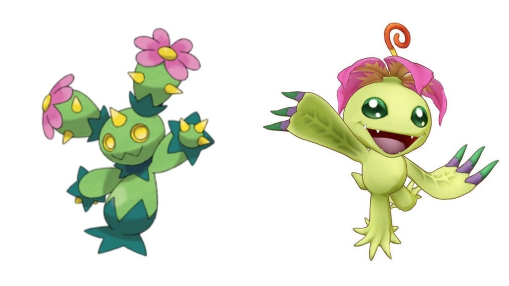 Maractus from Pokemon and Palmon from Digimon
