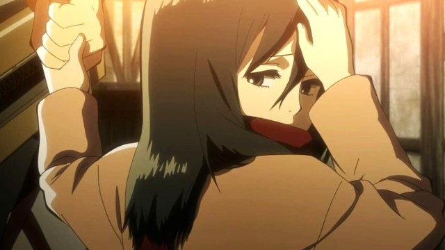 Mikasa getting a headache in Attack on Titan