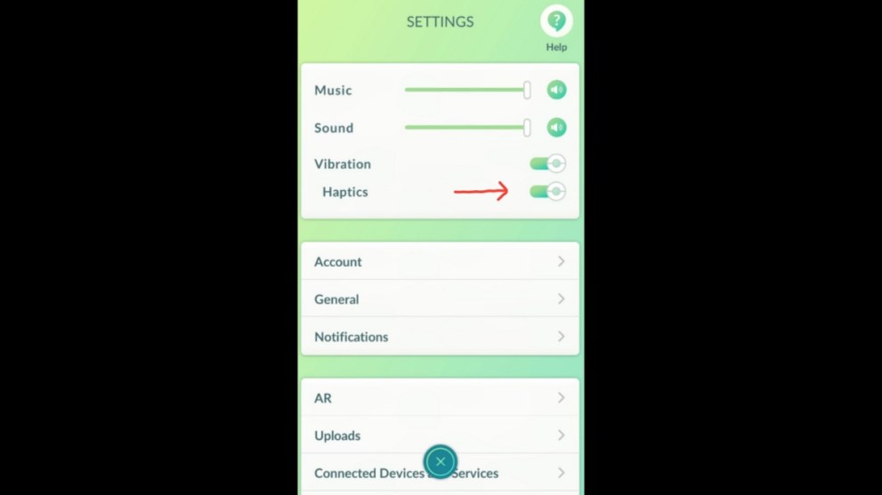 Pokemon GO Haptics setings