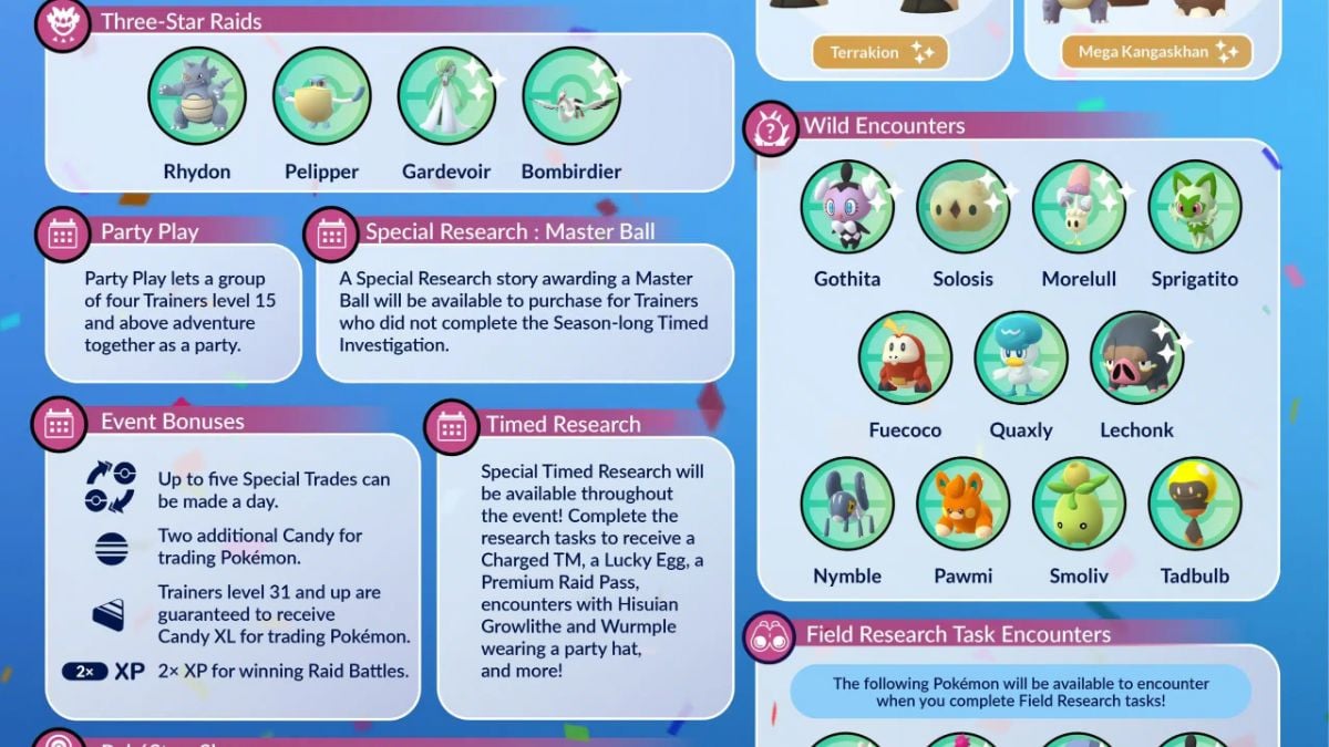 Pokemon GO Party Up Event – All Bonuses, Spawns, Raids & Research