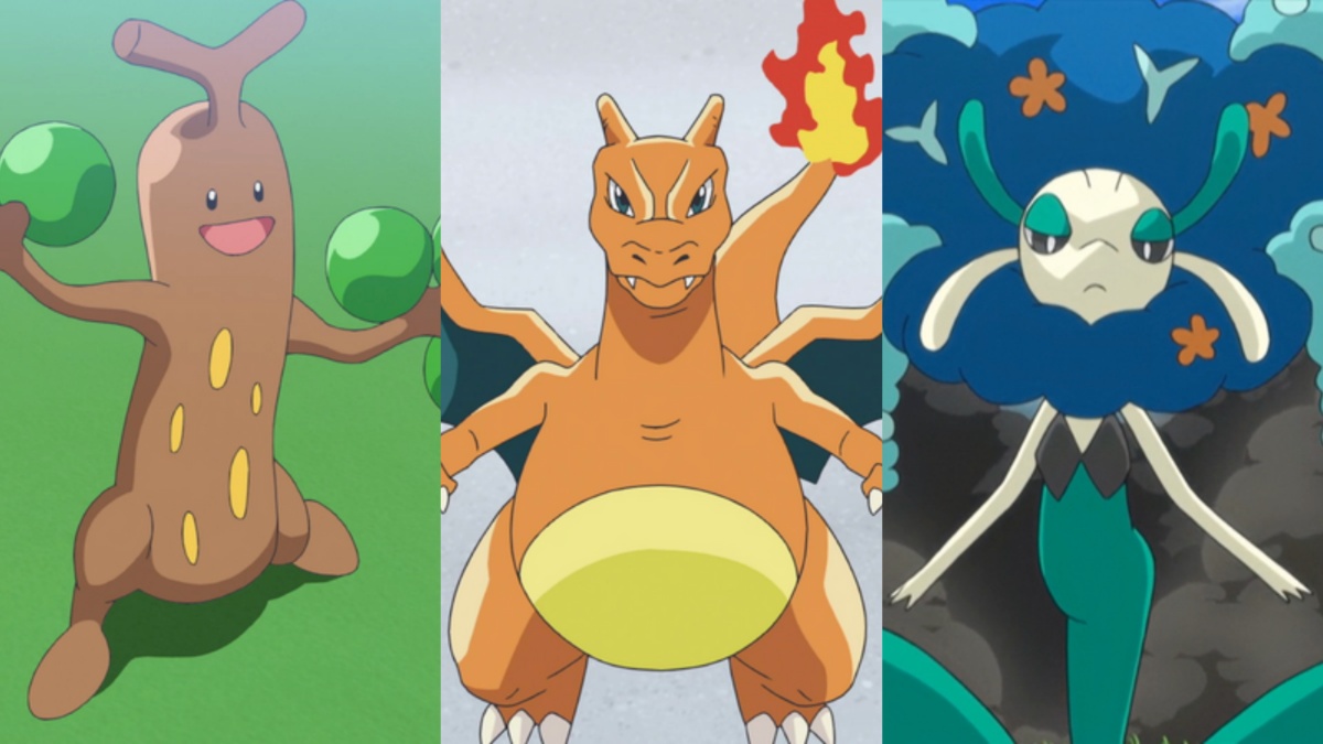 Sudowoodo, Charizard, and Florges from Pokemon