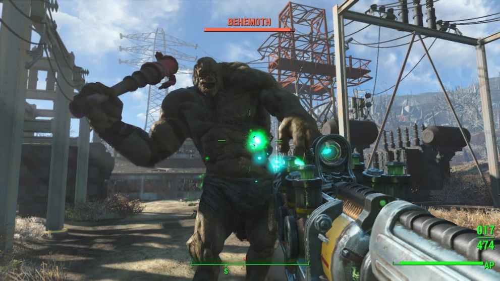 A Behemoth raises a weapon the strike the main player in Fallout 4.