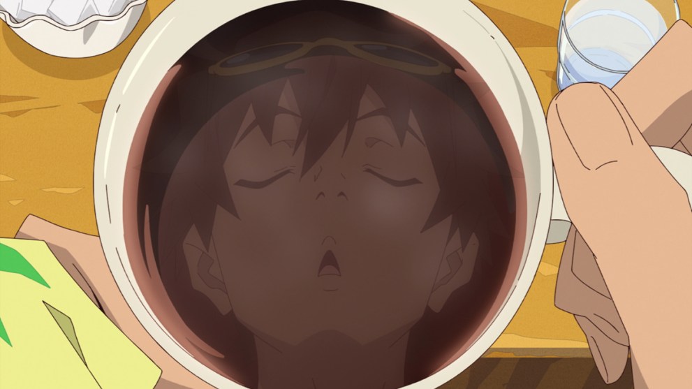 Makoto's Face Reflected in Coffee in Great Pretender razbliuto