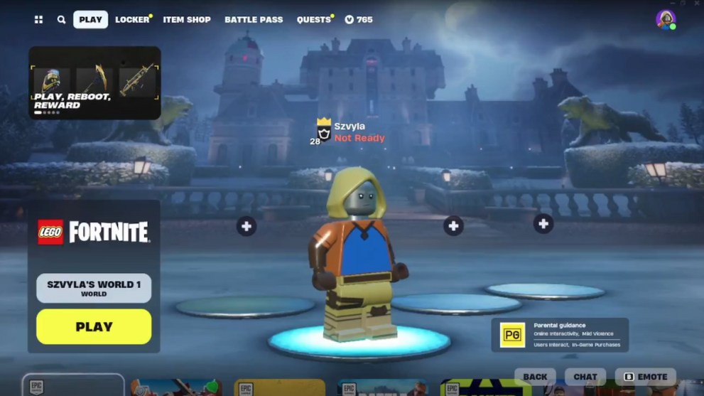 lego fortnite menu screen create world