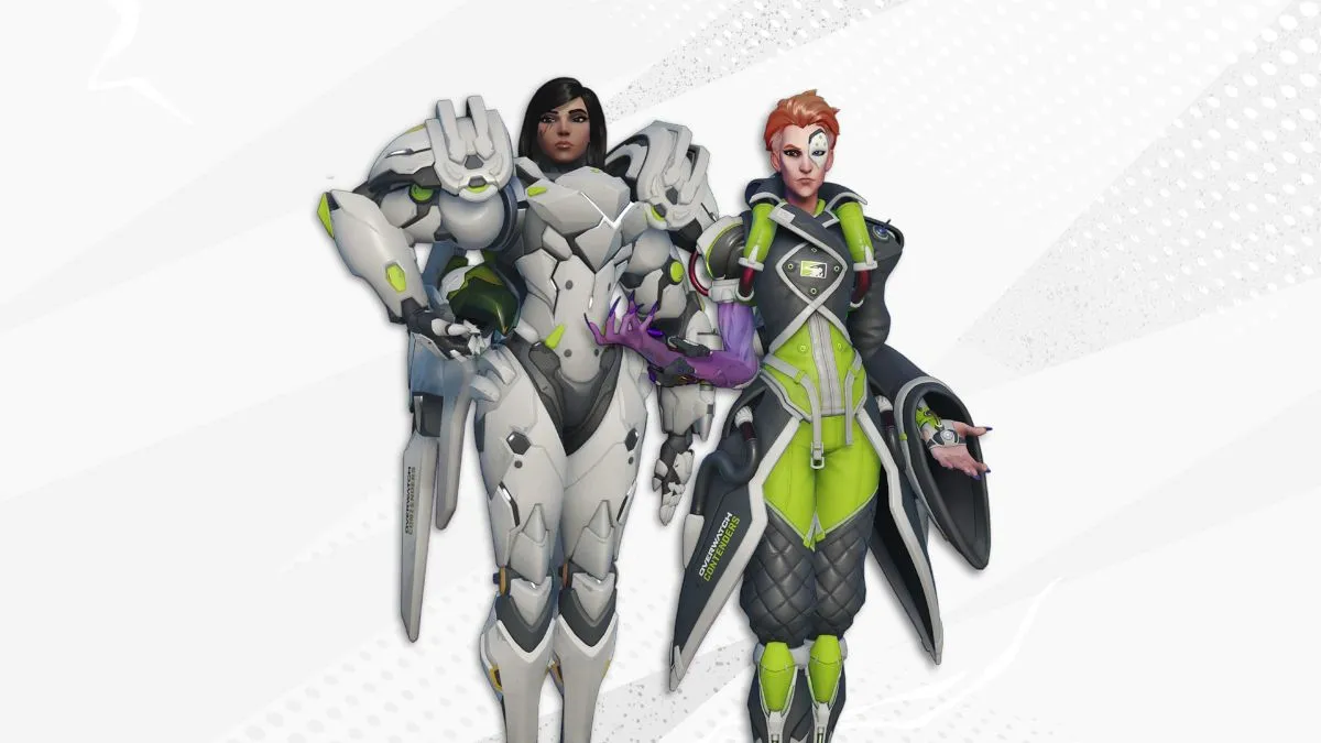 Pharah and Moira's contenders skins in Overwatch 2