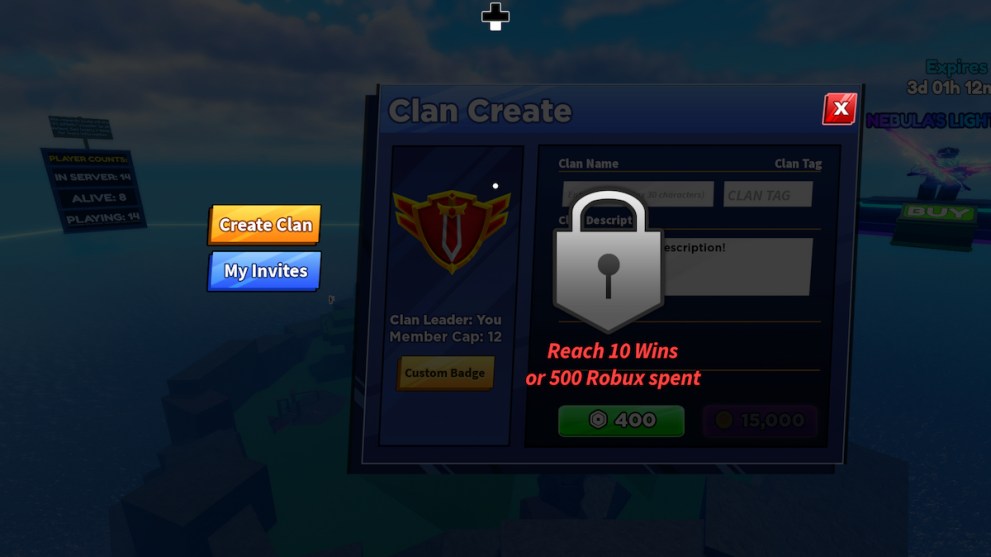 Create Clan Window