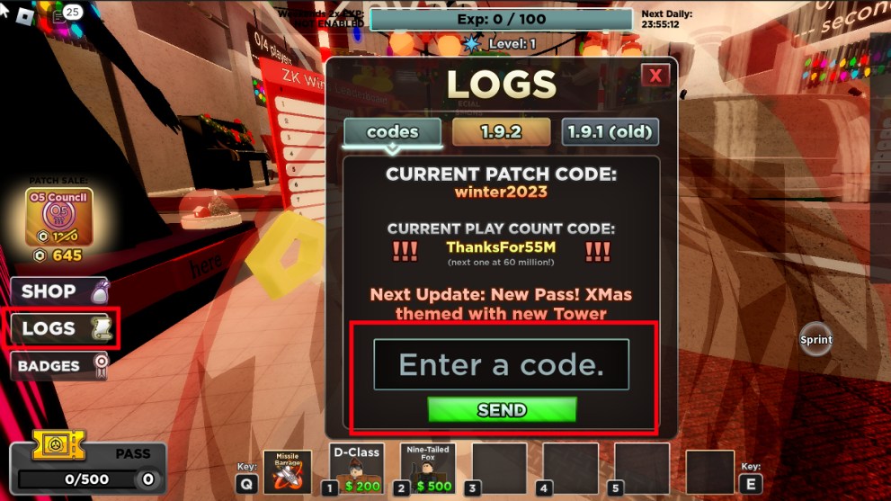 How to Redeem Codes in SCP Tower Defense.