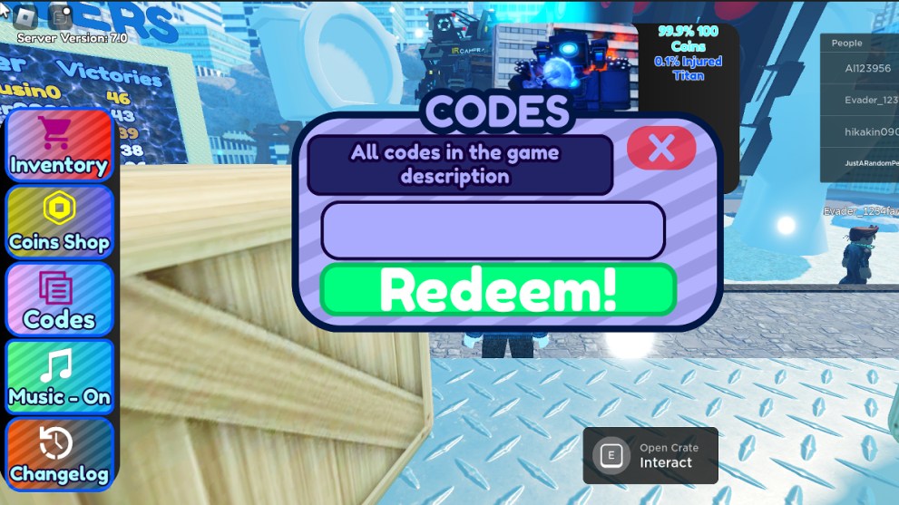 How to Redeem Codes in Toilet Defense.