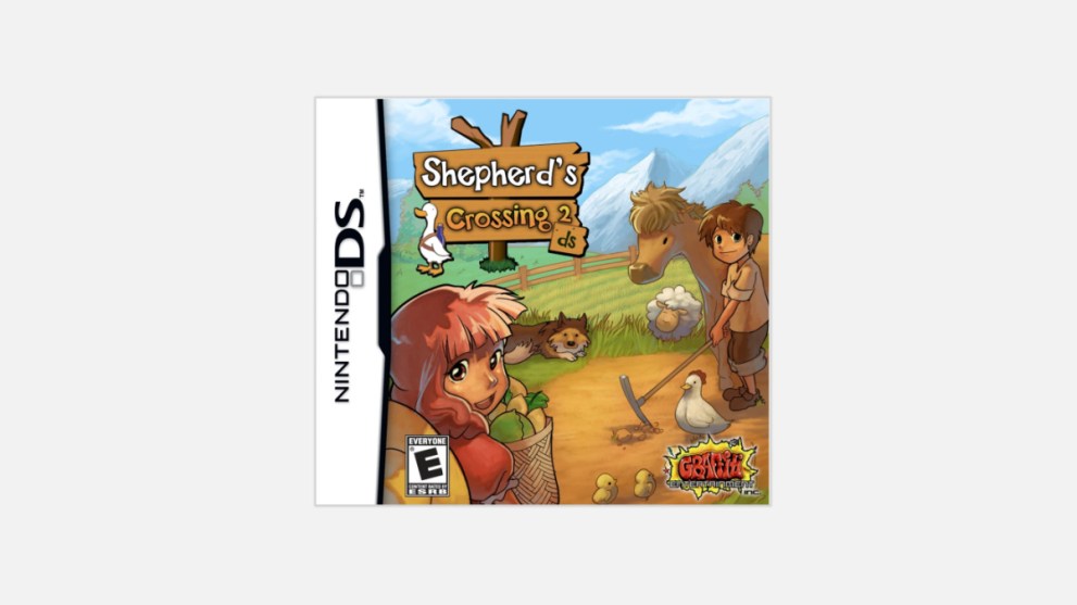 Shepherd's Crossing 2 Cover Art Showing Two Characters Next to Title Sign (Top 12 Nintendo DS Games That Are Worth a Fortune)