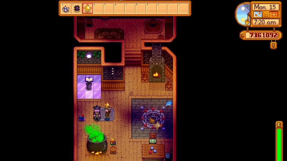 Giving Solar Essence to the Wizard in Stardew Valley.