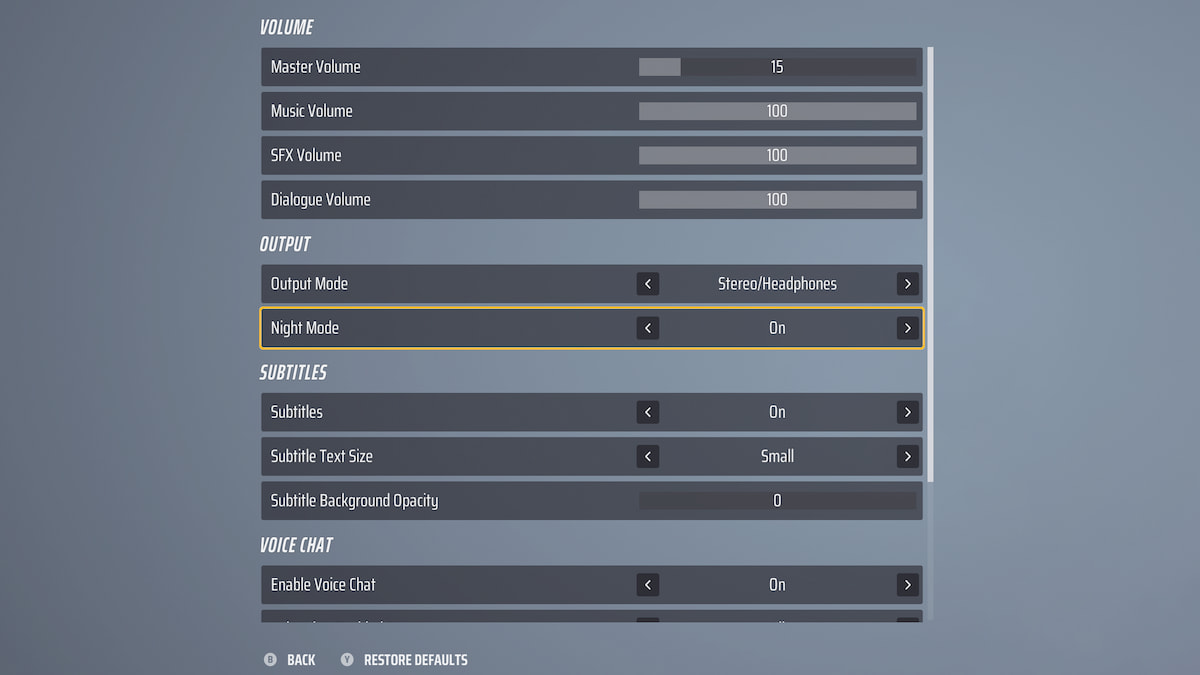 The Finals sound settings menu