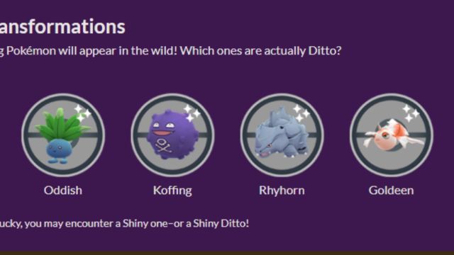 Ditto Transformations in Pokemon GO's Adamant Times event