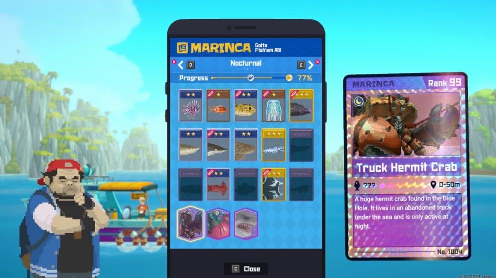 Dave the Diver what does the Truck Hermit Crab Marinca card look like