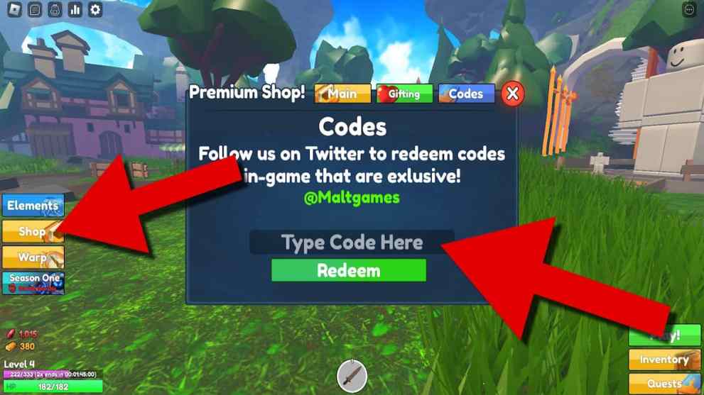 How to redeem codes in Elemental Dungeons