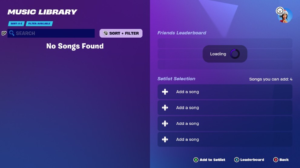 no tracks songs found fortnite festival