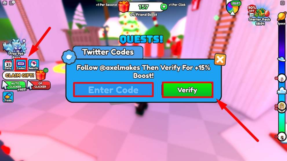 How to redeem codes in Get a Gift Every Click