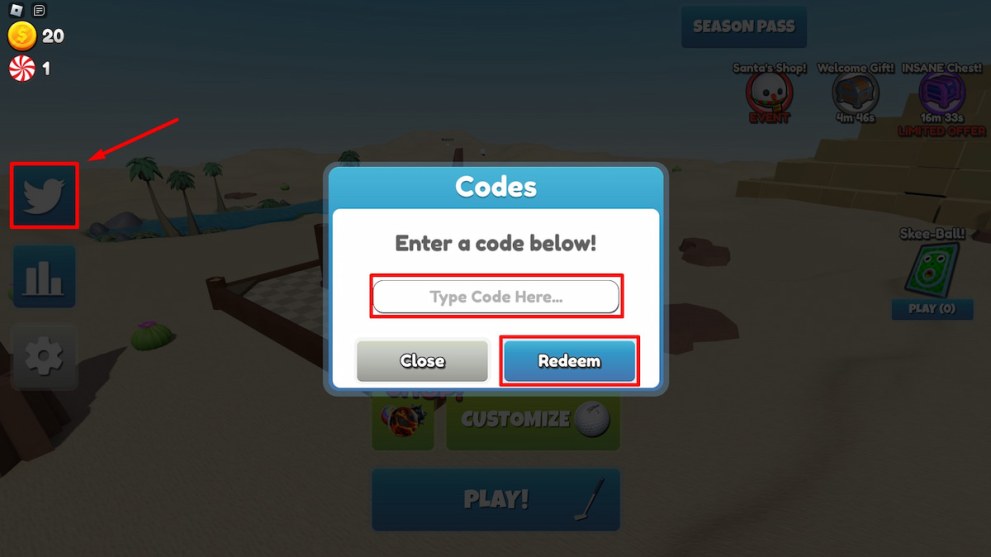 How to redeem Golf Frenzy codes process