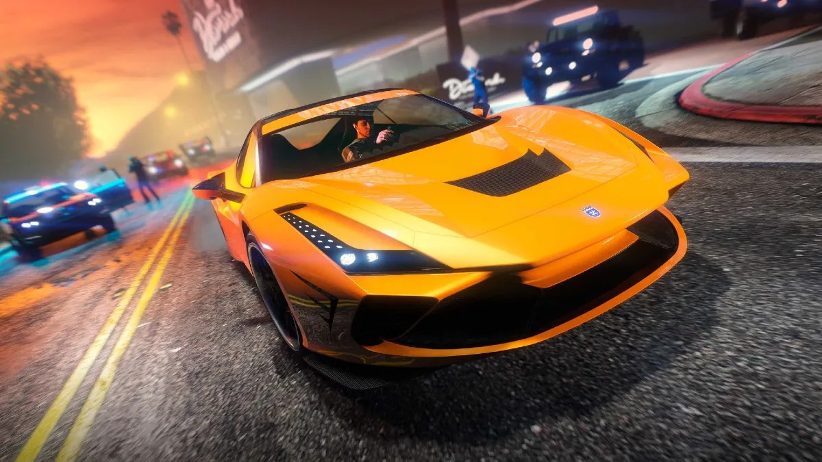 An orange supercar in GTA Online