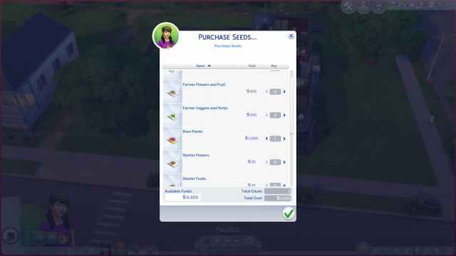 Rare Seeds purchase in The Sims 4