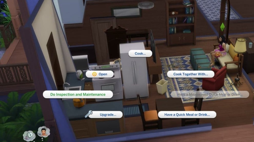 Inspect or Maintenance interaction in Sims 4 For Rent
