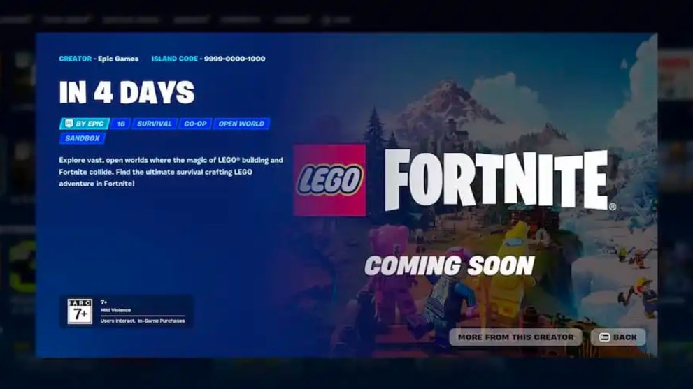 The LEGO Fortnite announcement page.