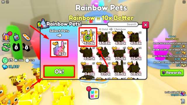 How to create rainbow pets in Pet Simulator 99