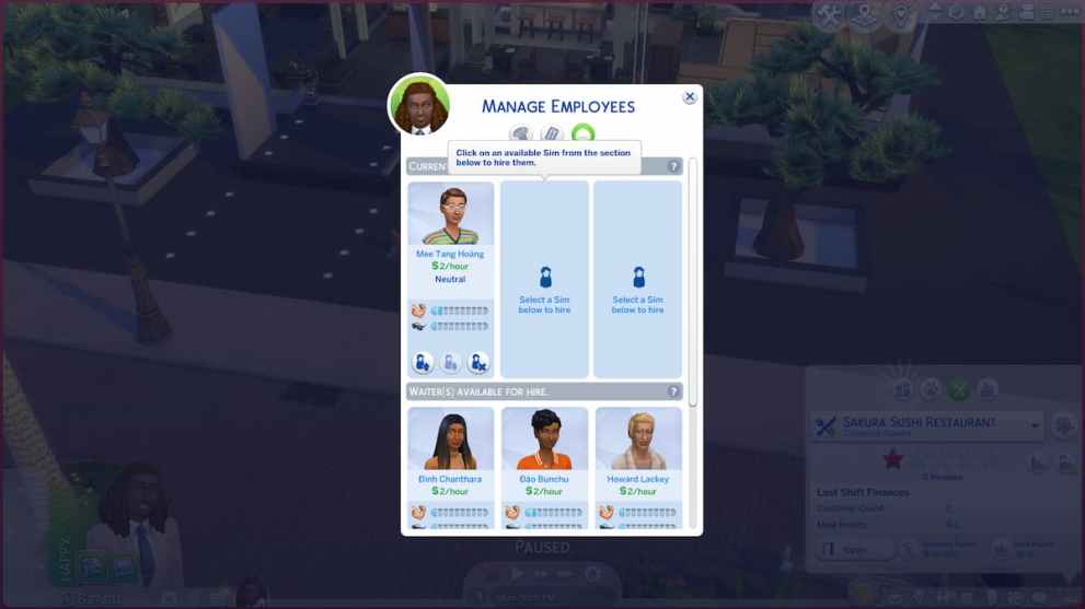 Další číšníci v Sims 4 Dine Out