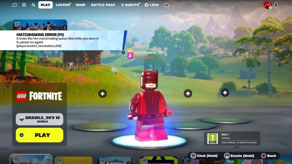 lego fortnite matchmaking error 1