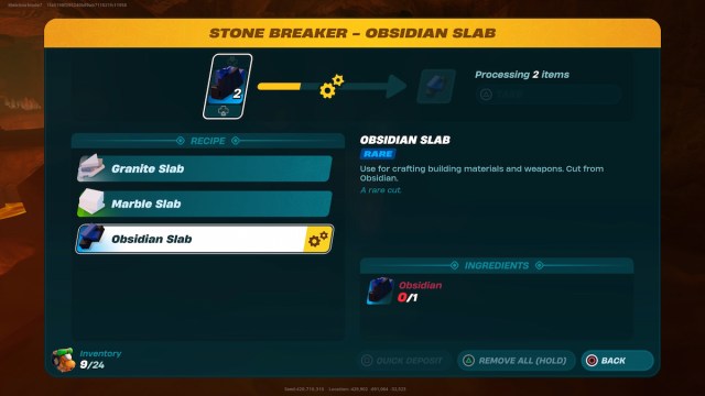 using stone breaker for obsidian slab