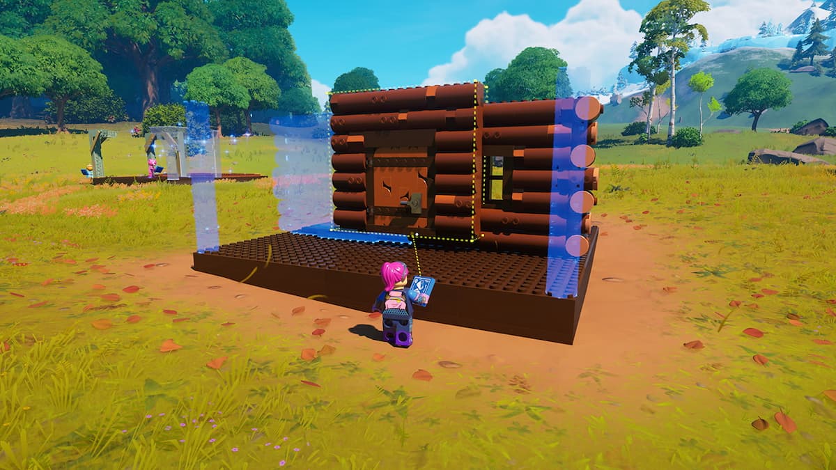 Building an object in LEGO Fortnite.