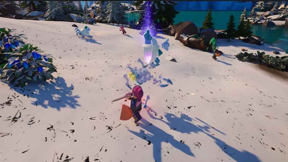 Snowy tundra area in LEGO Fortnite.