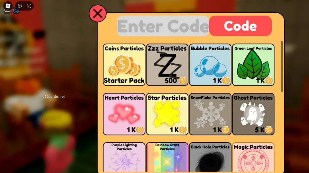 The code redemption box in Escape Room on Roblox.