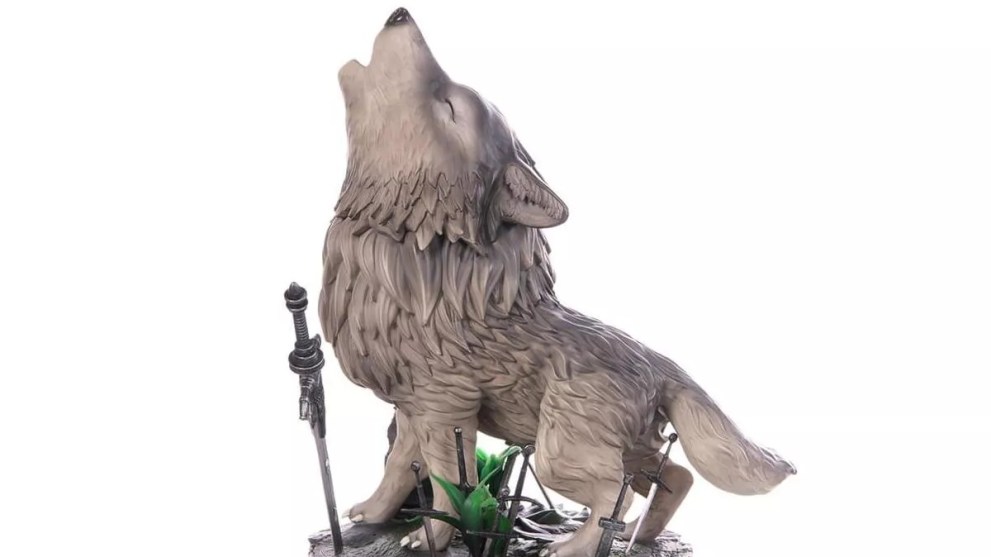 A figure of Sif from Dark Souls howling into the night