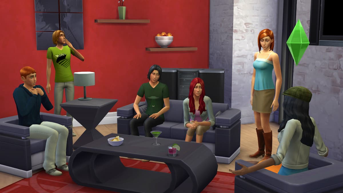 A group of Sims hanging out together.