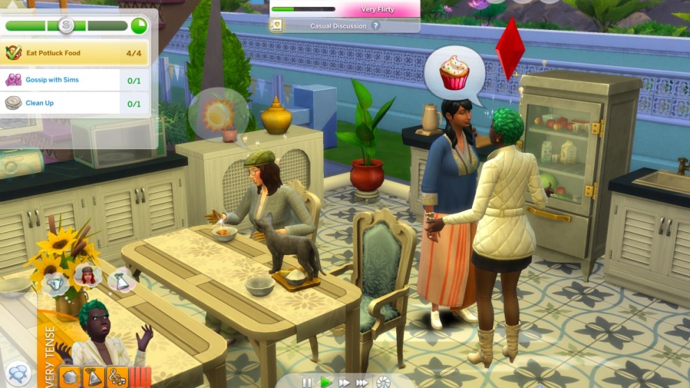 Sims chatting in The Sims 4 potluck event