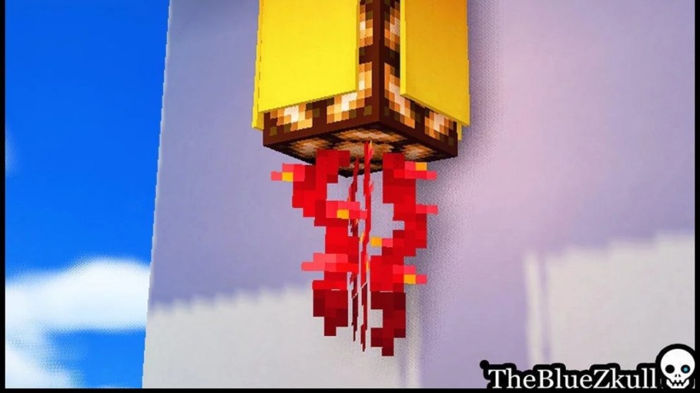 A yellow and red chandelier