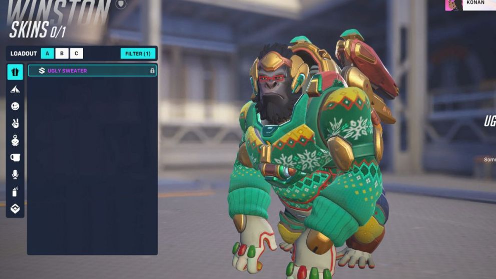 Winston's Ugly Sweater skin in OW2.