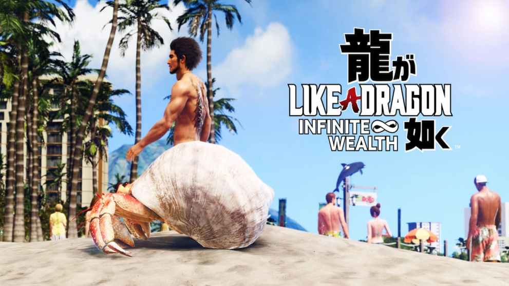 Like a Dragon's Ichiban strolls naked across a Hawaiian beach.