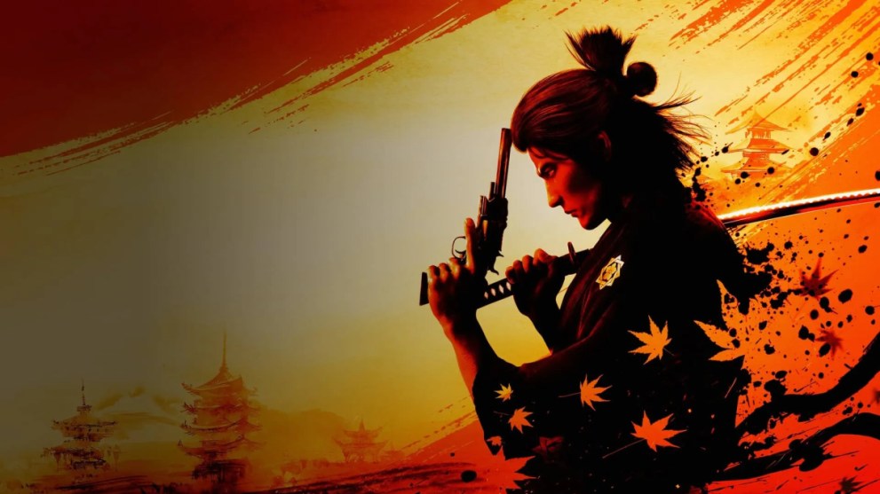 Like a Dragon Ishin Key Art of Ryoma Holding Gun and Sword