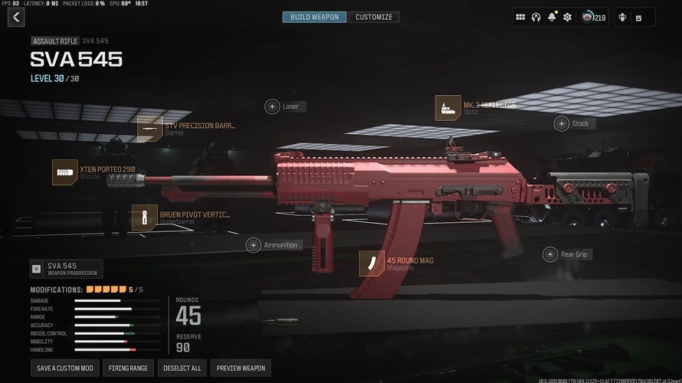 MW3 SVA 545 Loadout in the gunsmith