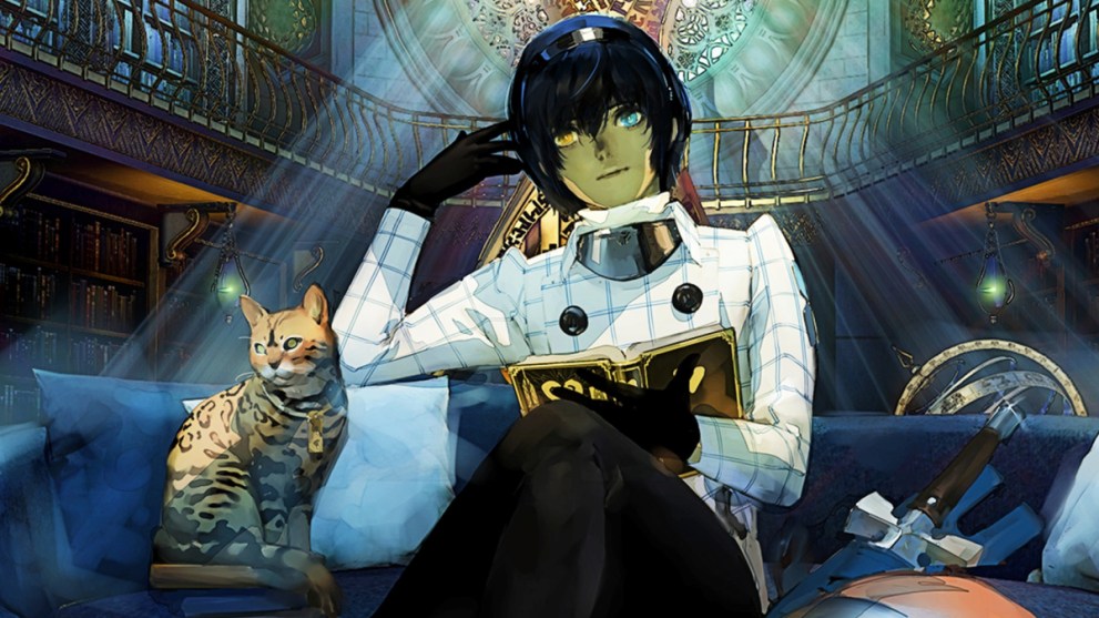 Protagonist Sitting With Cat in Metaphor: ReFantazio Key Are (JPRGs Releasing in 2024)