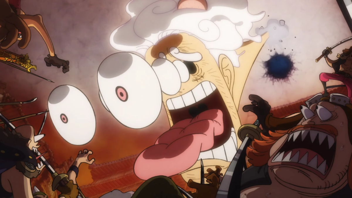 Luffy With Eyes Popping Out of His Head in Surprise in One Piece