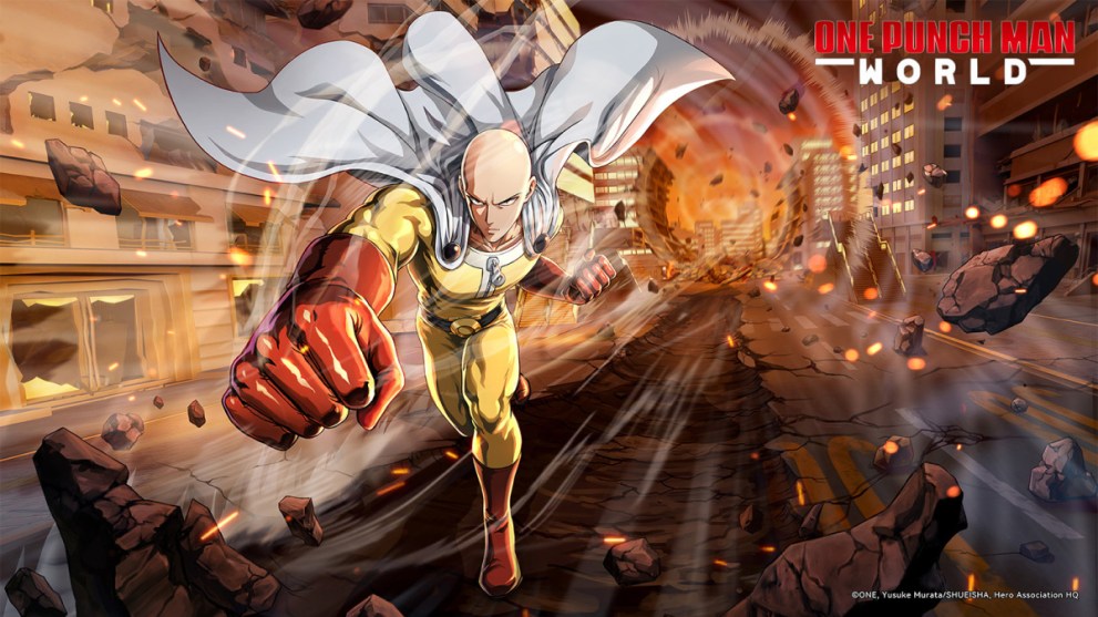 Saitama Punching Through City in One Punch Man World