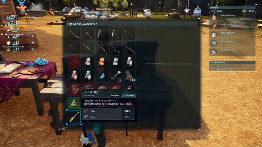 Crafting Repair Kit in Palworld.