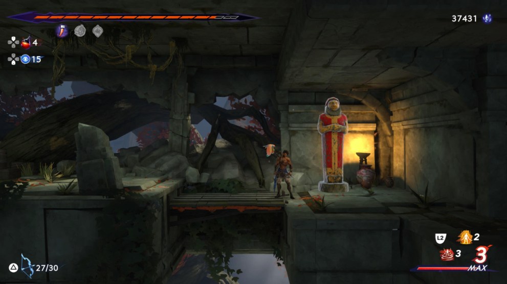 Sargon Next to Large Statue in Prince of Persia The Lost Crown
